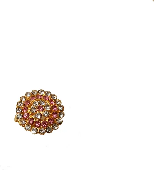 Assamese_Traditional_Gold_Plated_Pink_White_Stone_Finger-Ring_For_Girls_&_Women